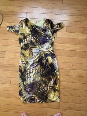 Yellow & Black Abstract Print Women’s Dress basler